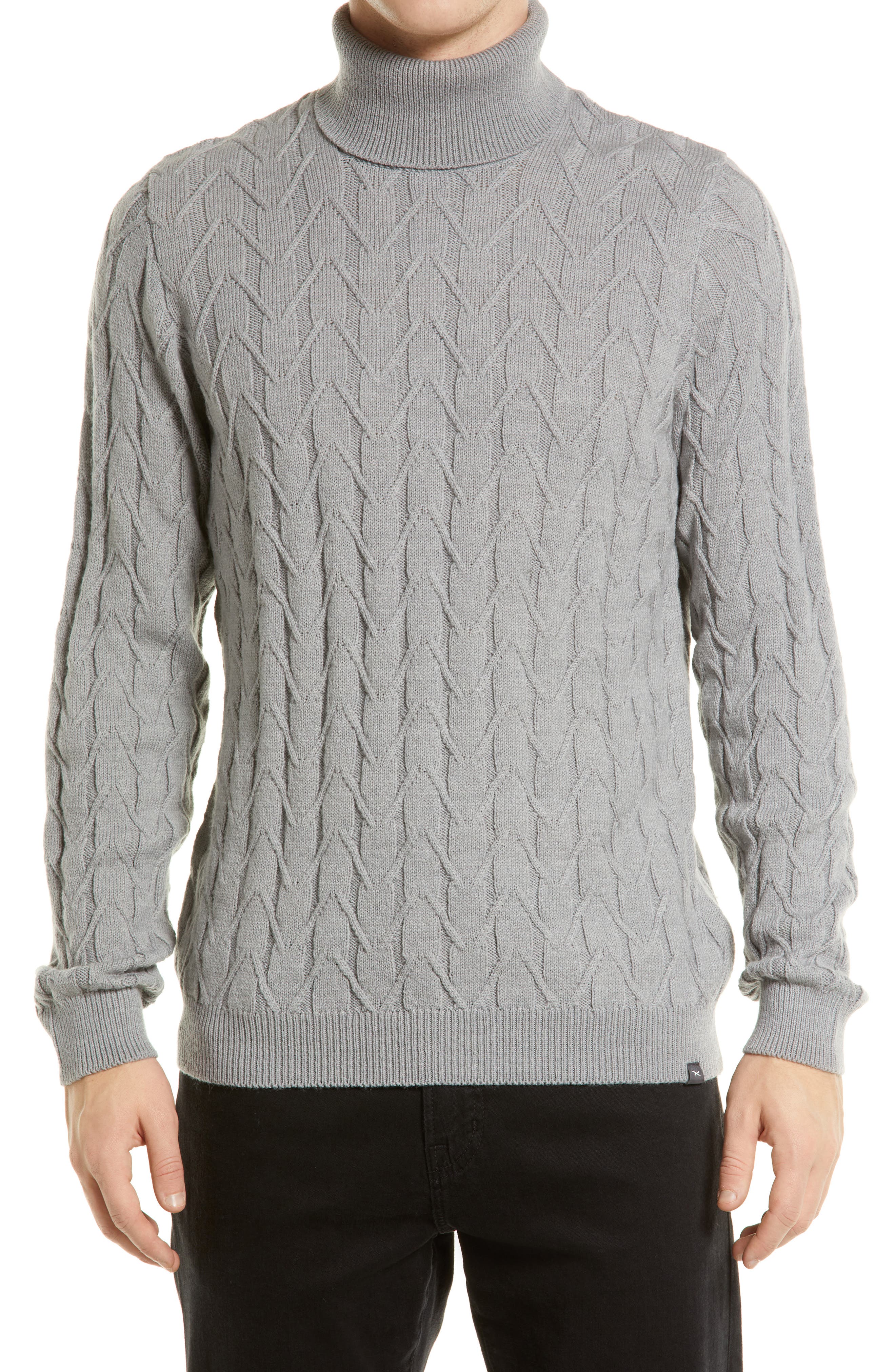 XQS Men Slim Fit Turtleneck Jumper Casual Twisted Knitted Pullover Sweaters 